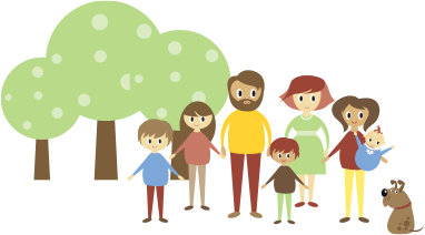 Familjehemscenter illustration av familj med små barn